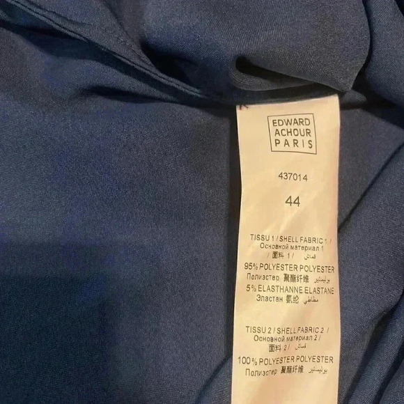 Edward Achour Paris Satin Button Up Shirt 44 Blouse Patch Pocket Metallic Button - Picture 10 of 10